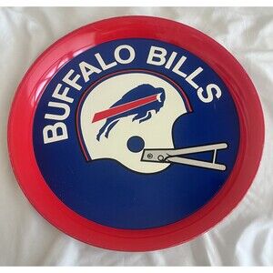 Vintage Buffalo Bills NFL Football Helmet Metal Tray Decor 1970s Rare